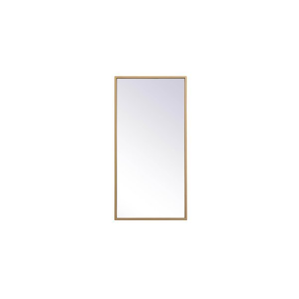 Metal Frame Rectangle Mirror 14X28 Inch In Brass, Elegant Decor, Mfr#: MR41428BR